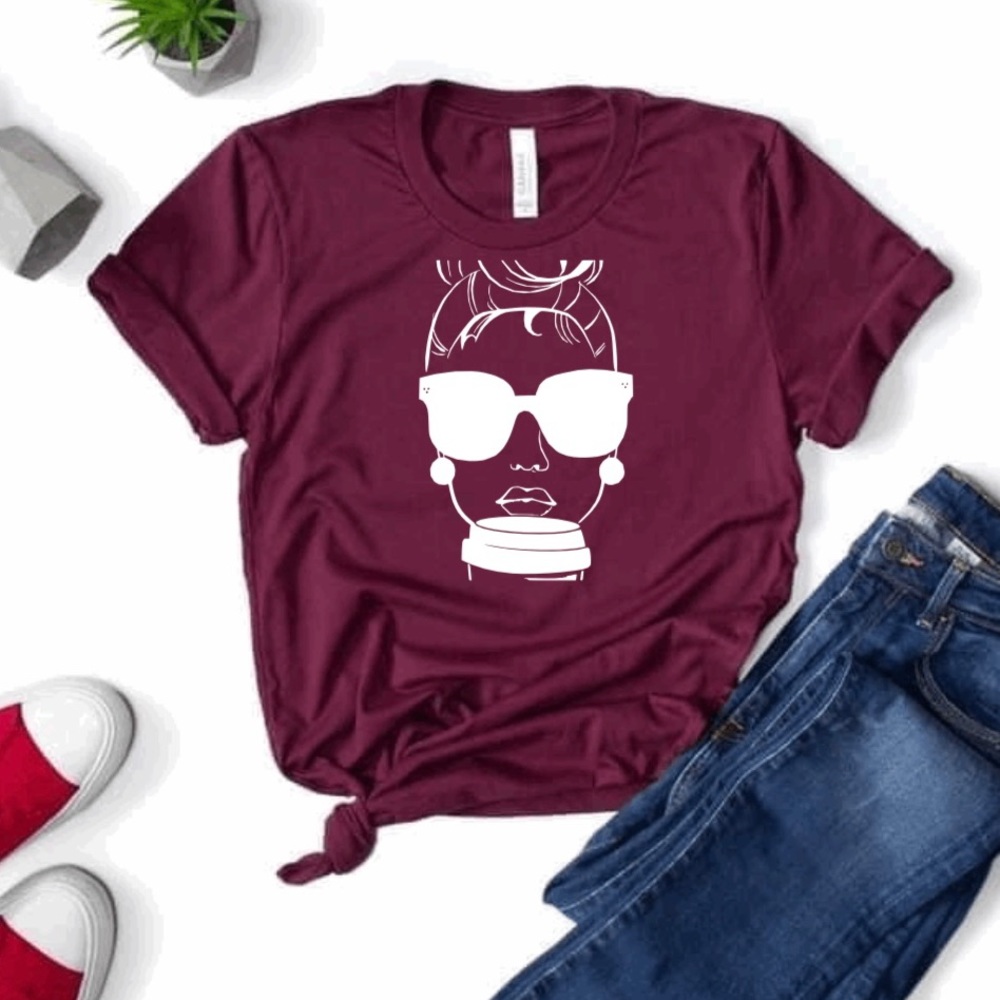 Line art lady boss coffee t-shirt unisex